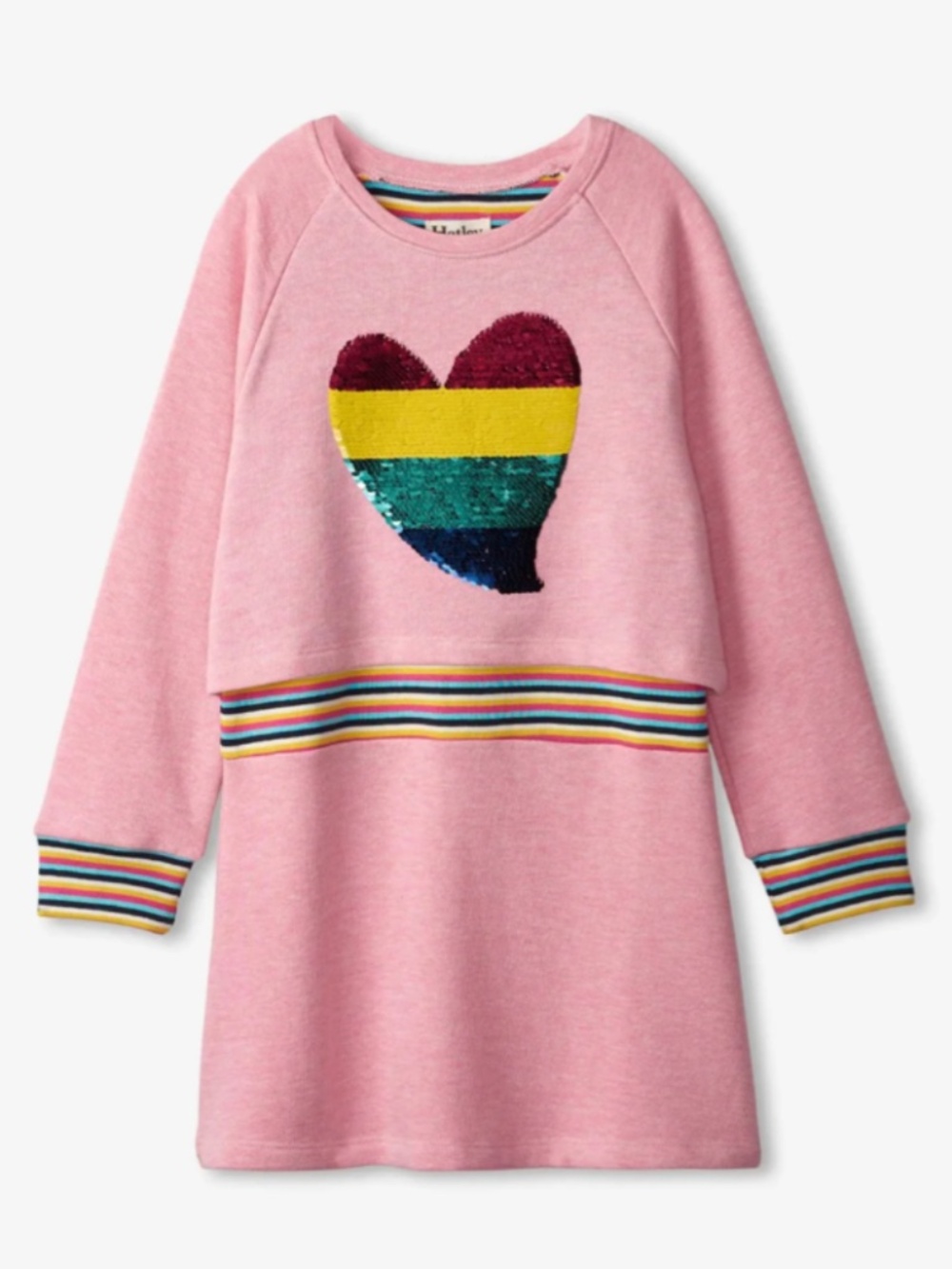 Rainbow Heart Flip Sequin Rib Dress | Hatley